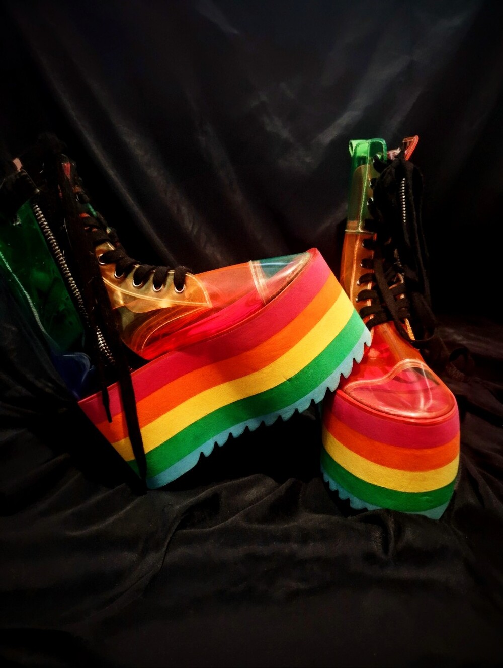 Current Mood By Dollskill Rainbow Platform Pride Ankle Boots Womens Size 7